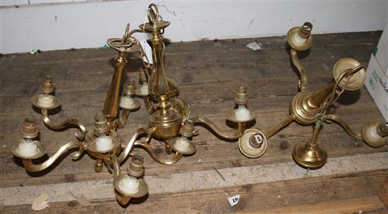 3 brass electroliers(-)